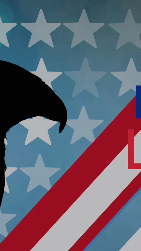 Animation of happy labor day text and tools, with eagle silhouette over american Stock Footage 320758972