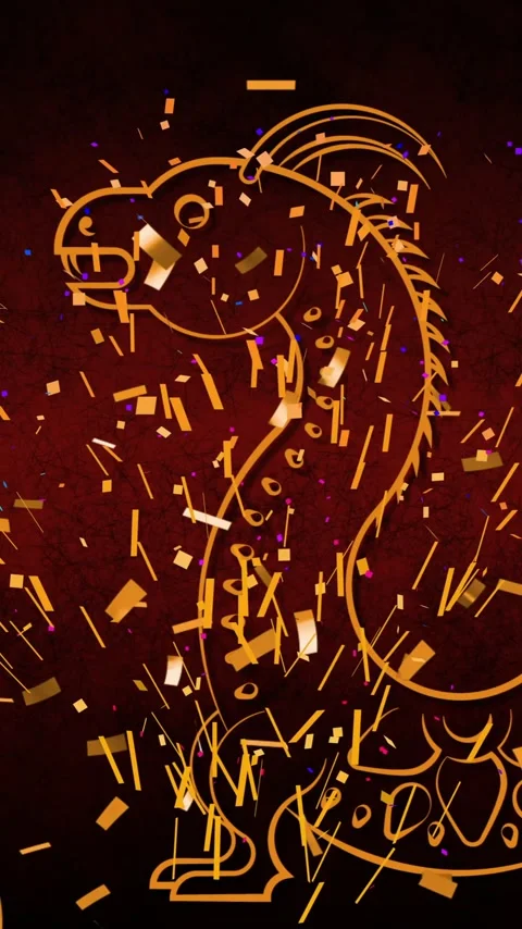 Animation of happy new year text, dragon and chinese pattern Stock Footage 343641430