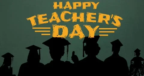 Animation Of Happy Teachers Day Text Ove 