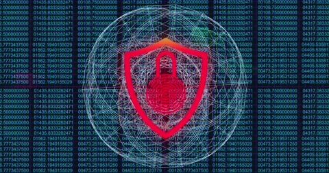 Animation of head and globe with in seamless pattern over server room 库存影片 329126921
