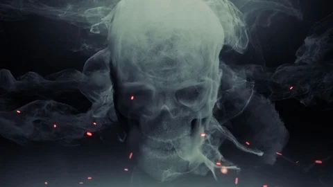 Animation head ghost skull smoke Stock Footage