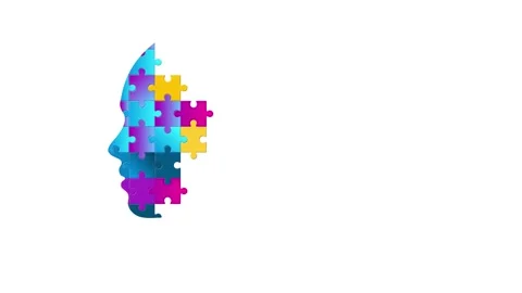 Animation of a head silhouette composed of a puzzle. Stock Footage 293572224