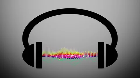 Animation of headphones with graphic equalizer Stock Footage 99235322