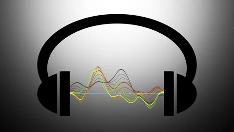 Animation of headphones with graphic equalizer Stock Footage 99599260