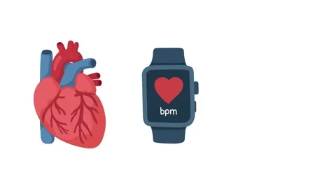 Animation of heart and smartwatch for pulse monitoring Stock Footage 340956508