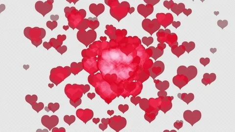 Animation of heart explosion with a lot of smaller hearts. 4K, Alpha channel. Stock Footage 170614039