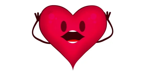 Animation of a heart with an expression of surprise 動画素材 131112477