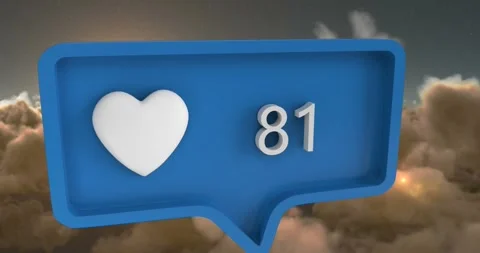 Animation of heart icon with numbers on speech bubble over sky and clouds Stock Footage 329364204