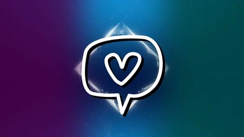 Animation of heart icon in speech bubble over pattern on blue background Stock Footage 233278717