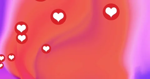 Animation of heart shape in circles over multicolored wave pattern in background Video stock 248821870