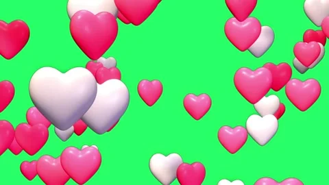 Animation heart shape floating isolate on green screen. Stock Footage 231088059