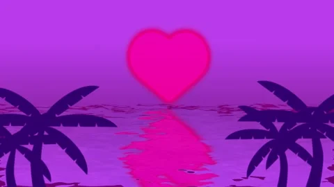 Animation of heart shape in the sky moon above the sea. Looped dynamic 스톡 동영상 262985250