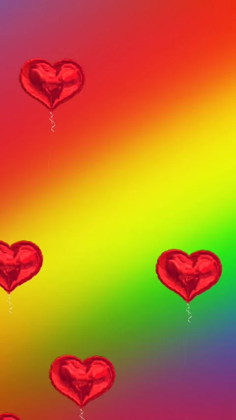 Animation of hearts balloons on rainbow background Stock Footage 342225633