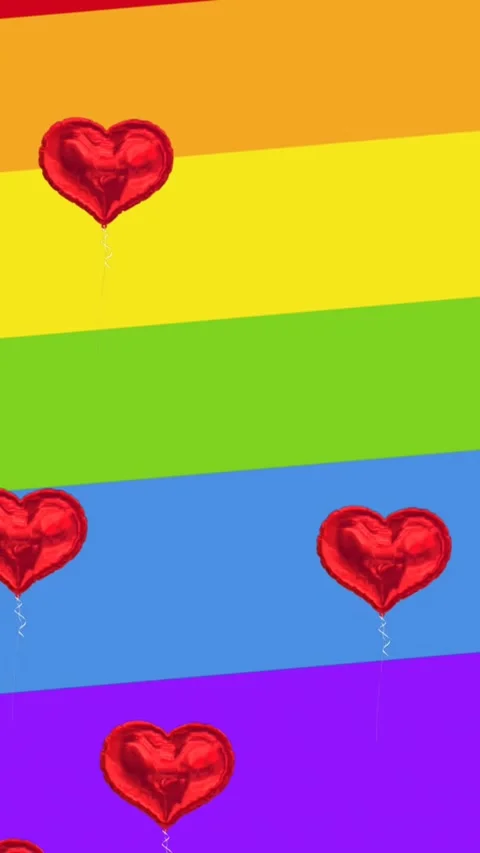 Animation of hearts floating on rainbow background Stock Footage 342225628