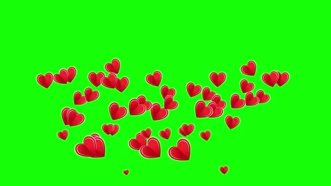 Animation of hearts flying in different directions on a green screen Stock-Footage 150218239
