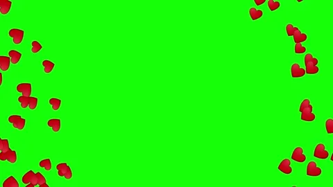 Animation of hearts flying in different directions on a green screen Stock Footage 150259668