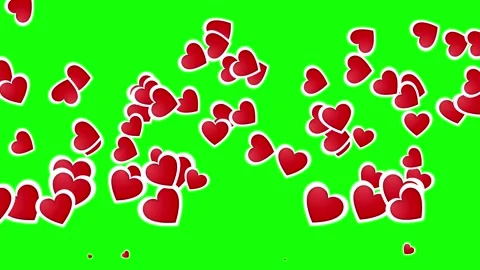 Animation of hearts flying in different directions on a green screen Stock-Footage 150290616