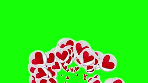 Animation of hearts flying in different directions on a green screen Stock-Footage 150397641