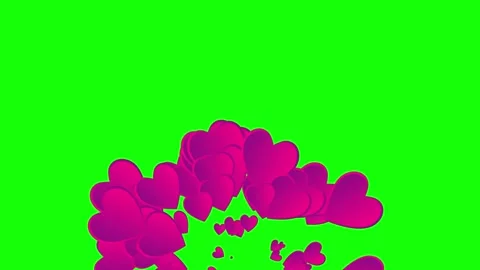 Animation of hearts flying in different directions on a green screen Stock-Footage 150421553