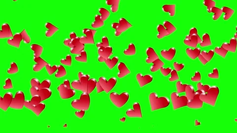 Animation of hearts flying in different directions on a green screen Stock-Footage 150502787