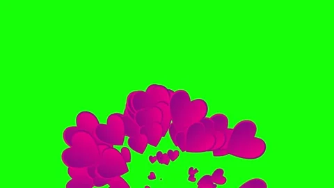 Animation of hearts flying in different directions on a green screen Stock-Footage 150615283