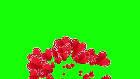 Animation of hearts flying in different directions on a green screen Stock-Footage 150824323