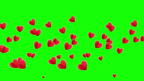 Animation of hearts flying in different directions on a green screen 動画素材 150825249