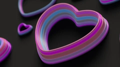 Animation of hearts moving randomly on a dark background Stock Footage 265734639