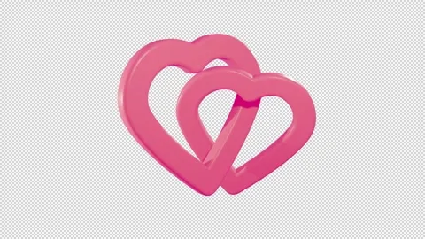 Animation of Hearts Rotating on a Transparent Background. Stock Footage 263052834