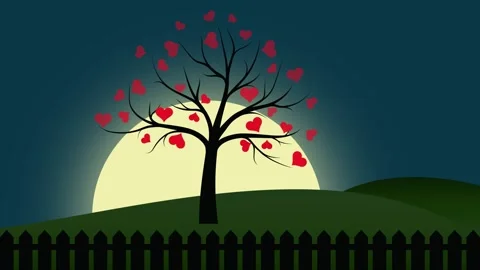 Animation hearts on a tree Stock Footage 310790639