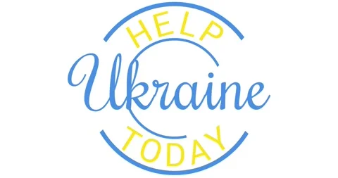 Animation of help ukraine today in blue and yellow on white background Video stock 329286793