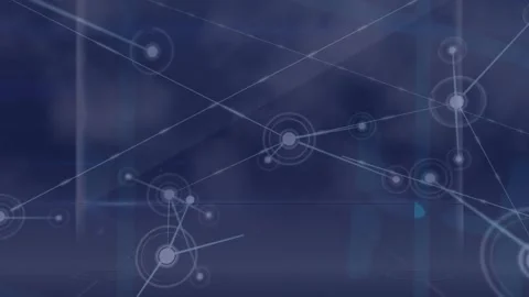 Animation of hexagon pattern over dots connected with lines against abstract Stock Footage 244737922