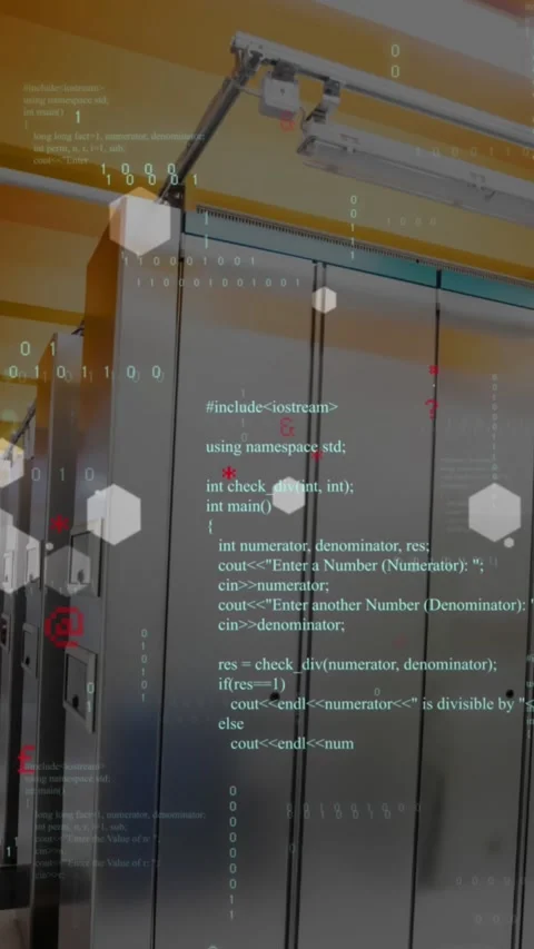 Animation of hexagonal shapes, binary coding and data processing against 库存影片 344765979