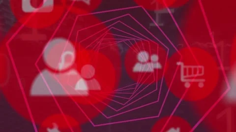 Animation of hexagonal shapes in seamless pattern over binary coding and 스톡 동영상 229829319