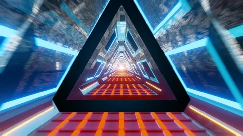 Animation of Hi-tech triangle tunnel Stock Footage 113742344