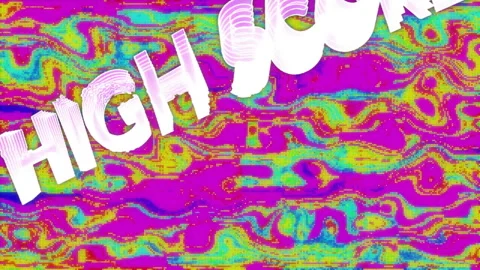 Animation of high score text on colourful liquid background Stock Footage 307576990