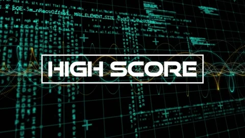 Animation of high score text over programming language, mesh networks and grid 스톡 동영상 329979588