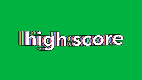 Animation of high score text in white letters with rainbow outline on white Stock Footage 325030618