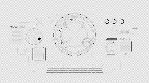 Animation of high-tech display design for data processing Stock Footage 303782025