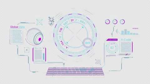 Animation of high-tech display design for data processing Stock Footage 303782439