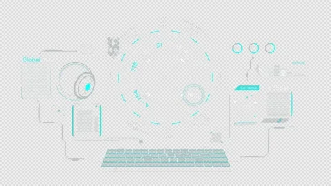 Animation of high-tech display design for data processing Stock Footage 313457478