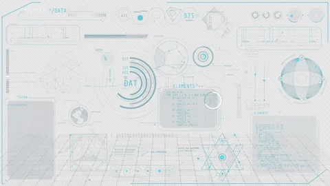 Animation of a high-tech interface with different data processing operations Stock Footage 339017226