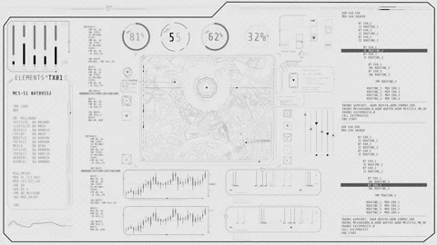 Animation of a high-tech interface with a map and program codes Stock Footage 312025077