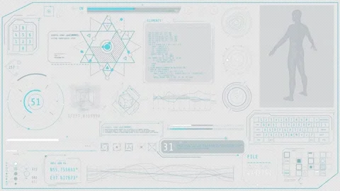 Animation of a high-tech screen with a full-body 3D scan Stock Footage 319202221