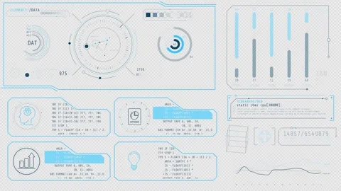 Animation of high-tech screen with graphic symbols, data processing Stock Footage 310816506