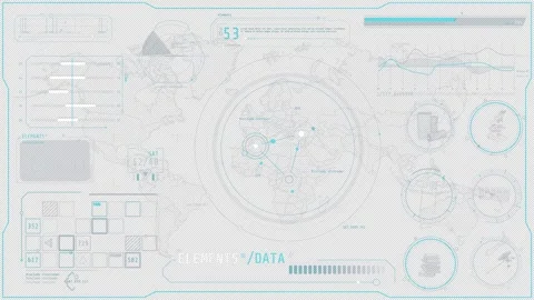 Animation of a high-tech screen for working with diverse data Stock Footage 339015599