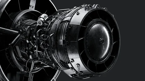 Animation of highly detailed model of CFM56 turbofan aircraft engine. Stock Footage 89582605