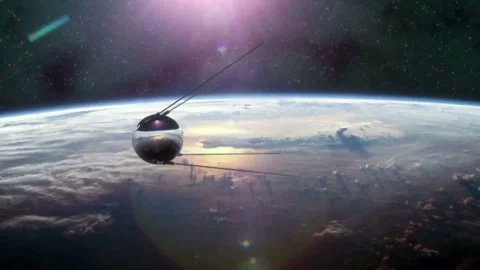 Animation of the historic Sputnik 1 satellite orbiting planet Earth. Stock-Footage 336300934