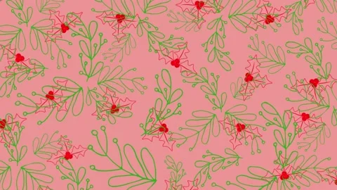 Animation of holy and mistletoe pattern on pink background Stock Footage 162049907