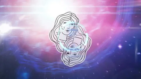 Animation of horoscope symbol over scope scanning Stock Footage 327125898